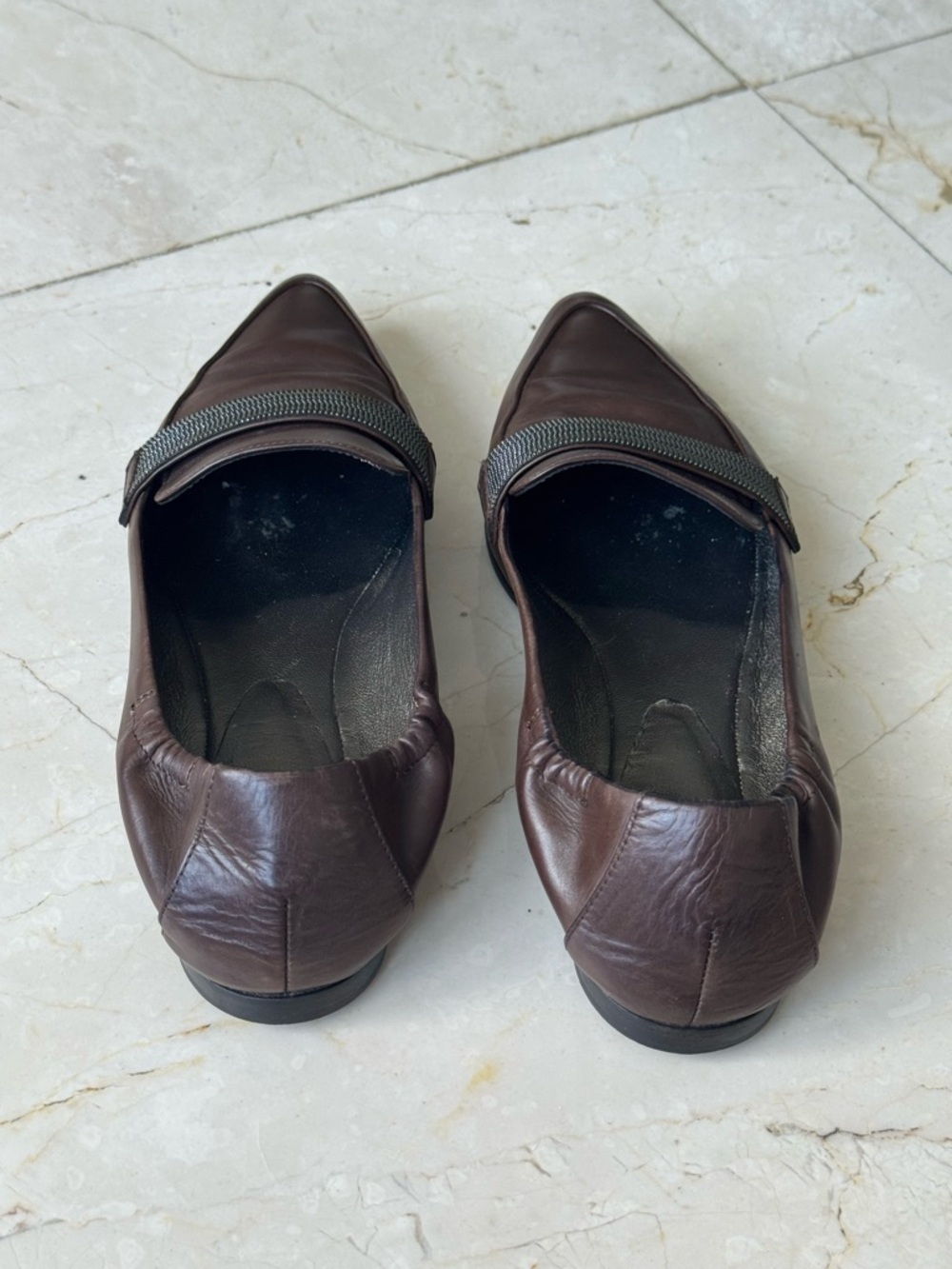 AUTHENTIC Brunello Cucinelli Monili Brown Leather Loafers - Picture 3 of 8